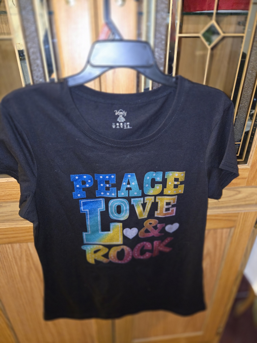 Vanity Black Peace Love & Rock Short Sleeve Tee